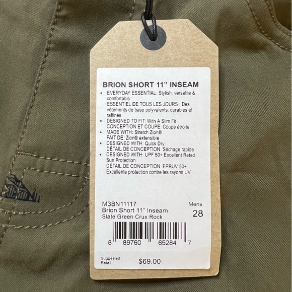 Prana Men’s Brion Olive Green Nylon Shorts With Mountain Print Size 28 X… - Picture 11 of 12